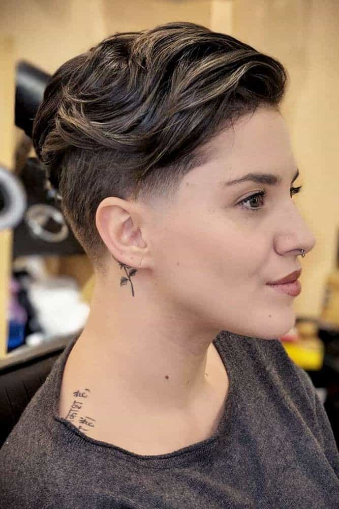 A Brunet Girl with a Fade Haircut