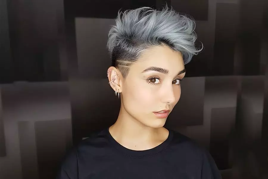 Female Fade Cut - gray hair